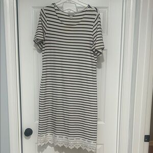 Christopher & Banks Black and White Striped Tee Dress